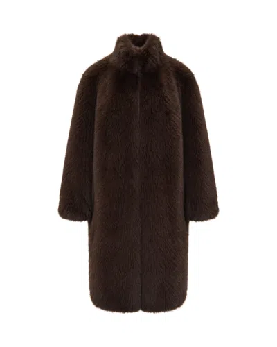 Liu •jo Liu Jo Long Faux Fur Coat In Brown Umber