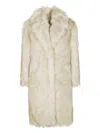 Liu •jo Long Faux Fur Coat With Classic Collar In Blue