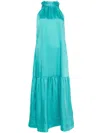 Liu •jo Liu Jo Turquoise Flared Long Dress In Blue