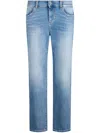 Liu •jo Long Flared Stretch Cotton Jeans In Blue