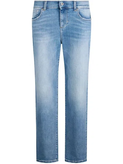 Liu •jo Long Flared Stretch Cotton Jeans In Blue