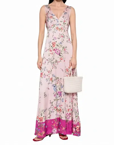 Liu •jo Long Floral V Neck Dress In Multi