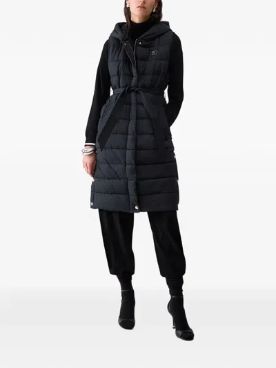 Liu •jo Long Gilet In Matte Nylon In Black