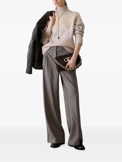 Liu •jo Long Houndstooth Trousers In Animal Print
