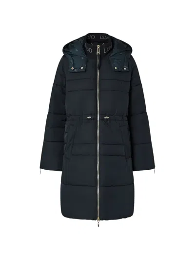 Liu •jo Long Jacket In Matte Nylon In Blue