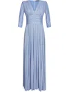 Liu •jo Long Light Blue Pleated Dress In Blue