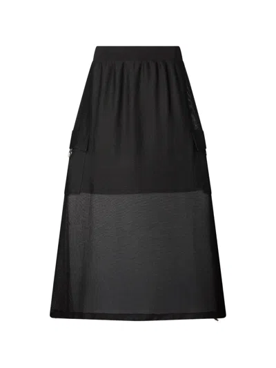 Liu •jo Long Mesh Skirt In Black