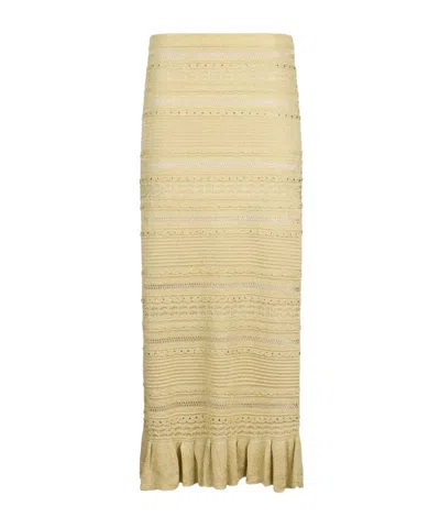 Liu •jo Long Openwork Knit Skirt In Brown
