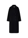 Liu •jo Long Oversized Wool Coat In Black