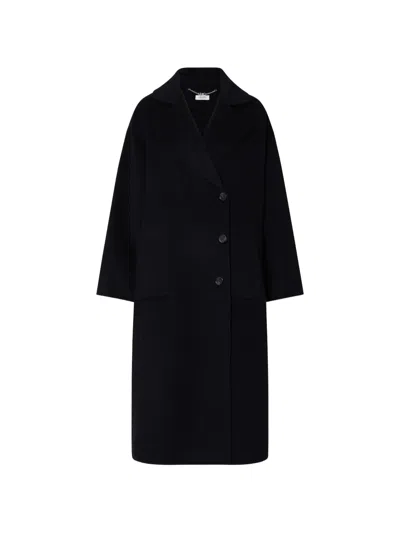Liu •jo Long Oversized Wool Coat In Black