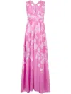 Liu •jo Long Pink Dress With Floral Design In Pink
