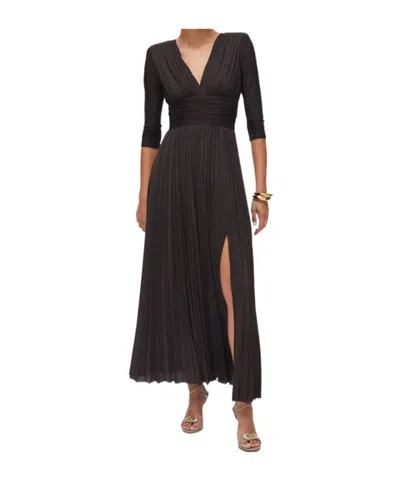 Liu •jo Long Pleated Lurex Dress In Brown