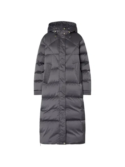 Liu •jo Long Quilted Down Jacket With Hood In Gray