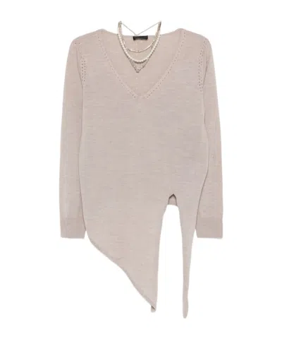 Liu •jo Liu Jo Long Sleeve Asymmetric Jumper In Brown