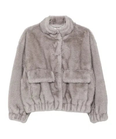 Liu •jo Liu Jo Long Sleeve Faux Fur Coat In Gray