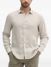 Liu •jo Long-sleeve Linen Shirt In Neutral