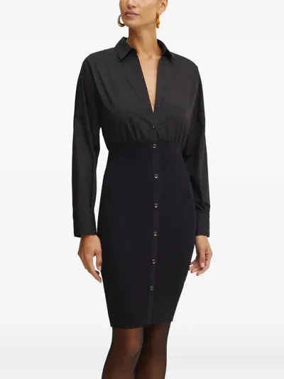 Liu •jo Long-sleeve Midi Dress In Black
