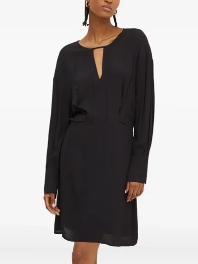 Liu •jo Long-sleeve Midi Dress In Black
