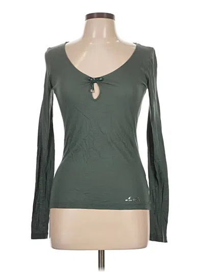 Pre-owned Liu •jo Long Sleeve Top Green Keyhole Neckline Tops