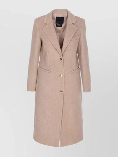LIU •JO LONG SLEEVE V-NECK COAT WITH NOTCH LAPEL