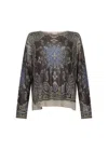Liu •jo Long-sleeved Brown Sweatshirt With All-over Print In Brown