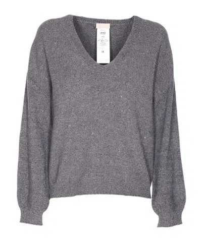 LIU •JO EMBELLISHED V-NECK SWEATER