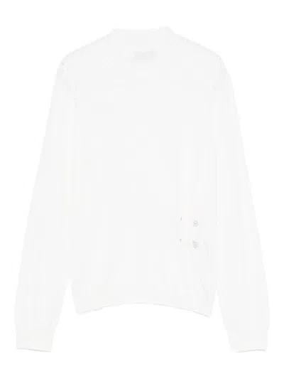 Liu •jo Long-sleeved Virgin Wool Sweater With Subtle Embellishments In White