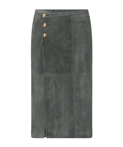 Liu •jo Long Suede Jacket In Green