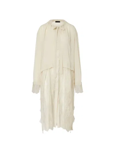 Liu •jo Long-shirt With Lace Details In Neutral