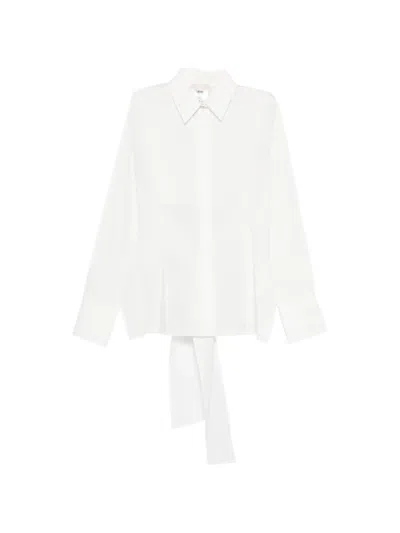 Liu •jo Long-sleeve Tie-back Shirt In White