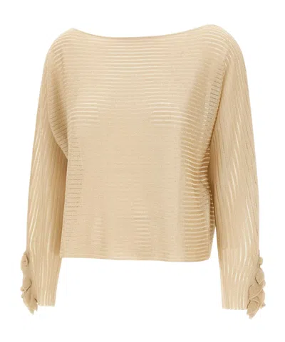 Liu •jo Long-sleeved Knitted Shirt In Neutral