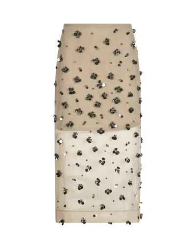 Liu •jo Longuette Tulle Con Ricami Floreali In Brown