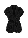 Liu •jo Loop-knit Sleeveless Jacket In Black