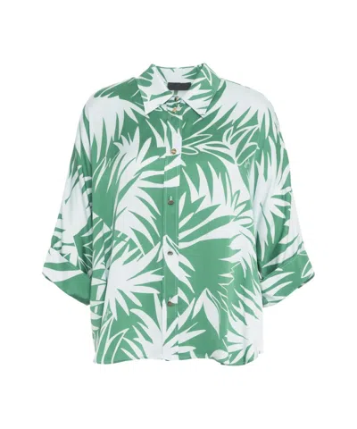 Liu •jo Liu Jo Loose-fit Green Satin Shirt With Inverted Pleat