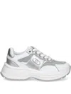 Liu •jo Lurex-detail Leather Sneakers In Silver