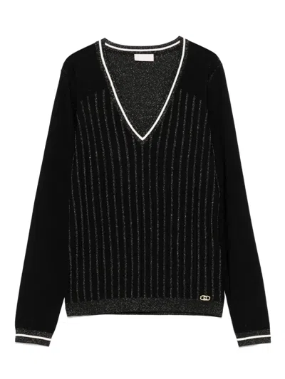 Liu •jo Lurex-detail Top In Black