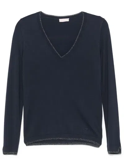 Liu •jo Lurex-detail Top In Blue