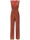 Liu •jo Liu Jo Long Gold Jumpsuit With Sequins In Orange