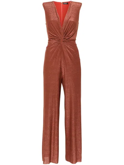 Liu •jo Liu Jo Long Gold Jumpsuit With Sequins In Red