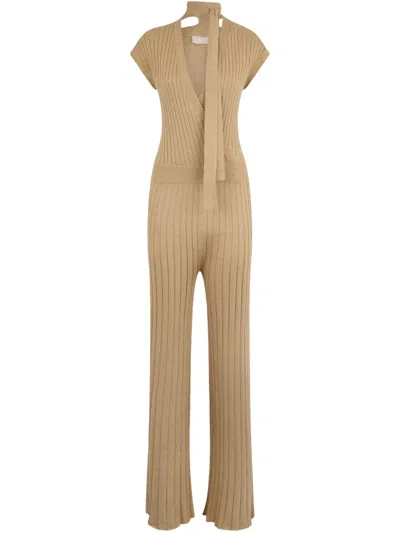 Liu •jo Lurex Jumpsuit In Nude