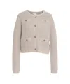 Liu •jo Lurex Knit Cardigan With Decorative Buttons In Neutral