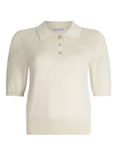 Liu •jo Lurex® Knit Polo-shirt In Neutral