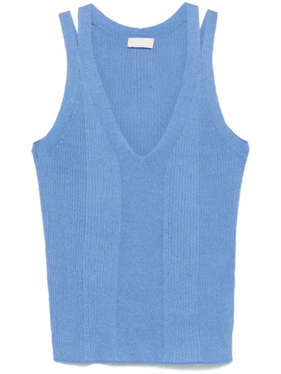 Liu •jo Lurex® Knitted Tank Top In Blue