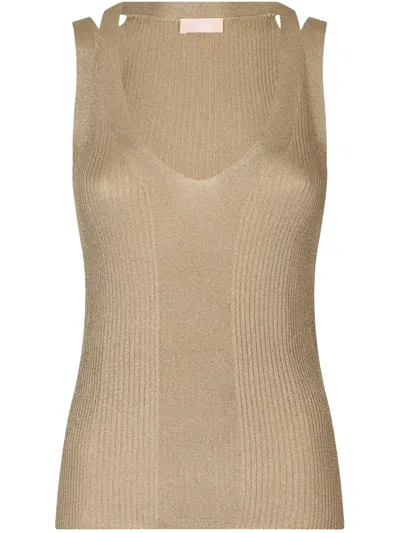 Liu •jo Lurex Knitted Top In Nude