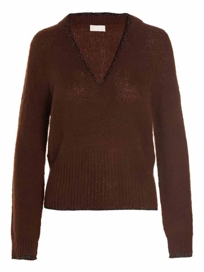 Liu •jo Lurex Profile Sweater Liu-jo In Brown