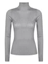 Liu •jo Lurex Ribbed Sweater In Gray