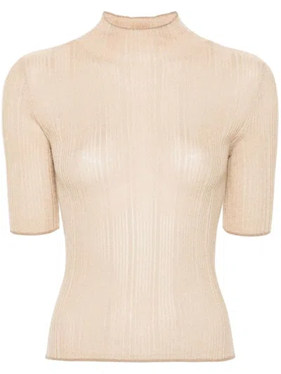 Liu •jo Lurex Sweater In Gold