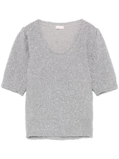 Liu •jo Lurex T-shirt In Grey