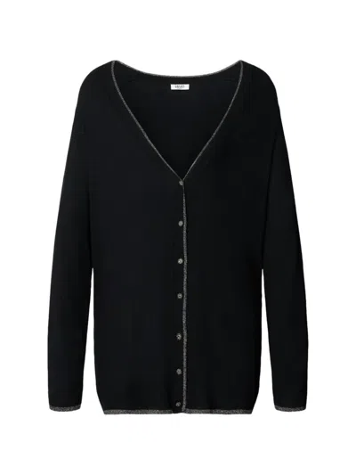 Liu •jo Lurex-trim V-neck Cardigan In Black