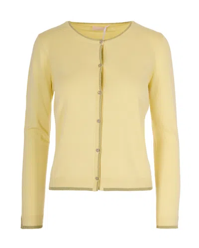 Liu •jo Liu Jo Lurex-trimmed Viscose Cardigan In Yellow